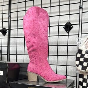 Pierre Dumas Fuchsia rhinestone Heeled Boots